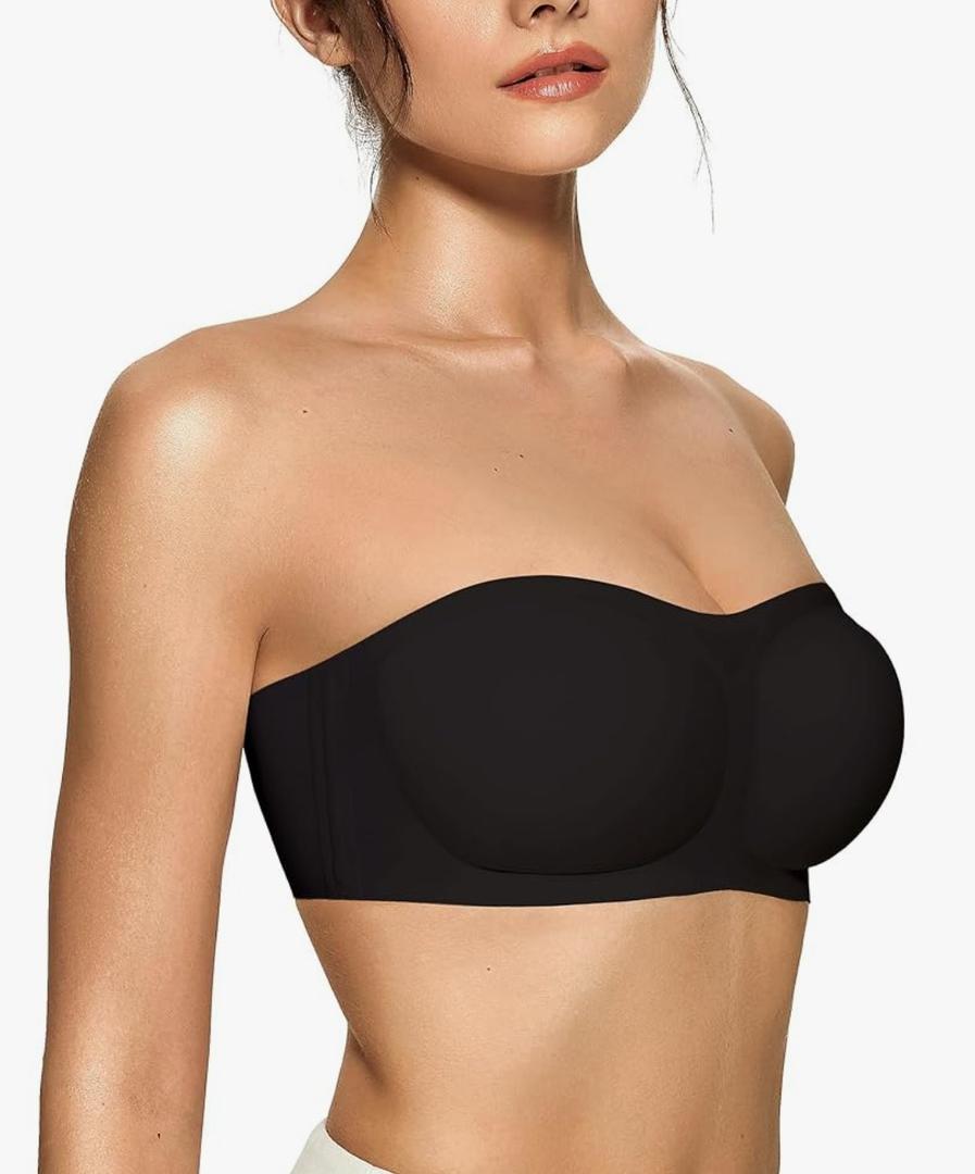 OEAK Womens Strapless Bras Push Up Bandeau Bra Non Slip Wireless Supportive Padded Bras Seamless Comfortable Tube Bra