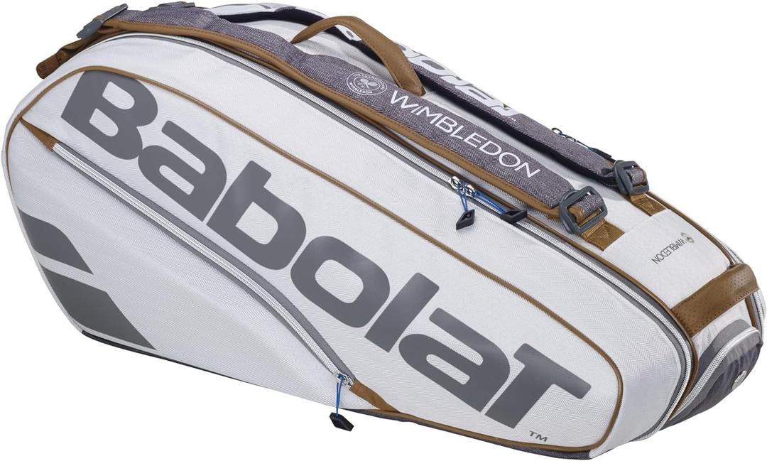 Babolat Pure Wimbledon Racquet Holder x6 Tennis Bag (White), 75 x 32 x 32 cm