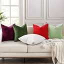 decorUhome Chenille Sage Green Summer Throw Pillow Covers 20x20 Inch Set of 2, Decorative Soft Couch Pillow Covers Solid Dyed Accent Farmhouse Neutral Square Pillow Cases for Sofa