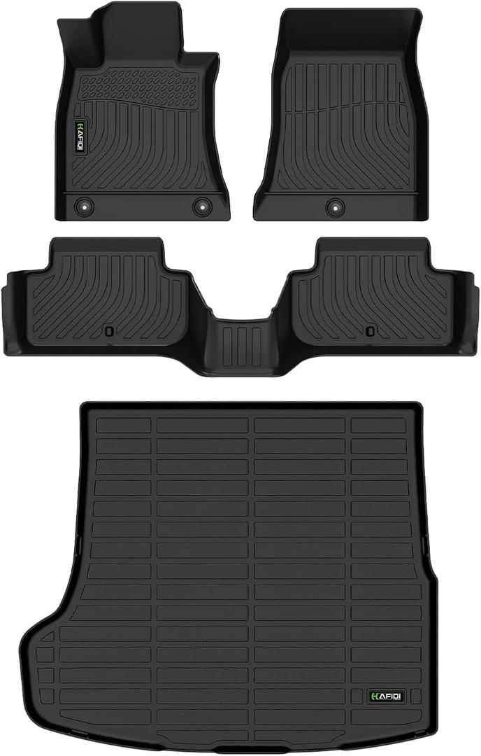 HAFIDI Floor Mats & Cargo Liner Set Fit for 2019-2026 Genesis G70 RWD All Weather Protection TPE Anti-Slip Automotive Full Set Floor Liners Custom Accessories - Black