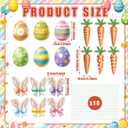 Thyle 18 Pcs Easter Decorations Tree Picks Ornaments 6 x 8 Inch Bunny Ear Egg Carrots Picks Decor Cute Rabbit Ears Bow Ornaments Topper for Tree Spring Easter Home Vase Decor