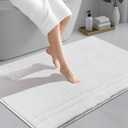 PURRUGS Bathroom Rug Non-Slip Machine Washable 30" x 46", Super Absorbent and Quick Dry Shaggy Microfiber Bath Mat, Extra Soft and Plush Bath Rug for Bathtub, Shower, and Sink, White