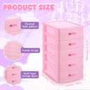 Threehoney Pink Plastic Storage Drawers Desktop Storage Box Mini Drawer Organizer Necklace Jewelry Storage Case Cute Plastic Dresser for Girls Bathroom, Dorm, Desk, Home, 5 Layers