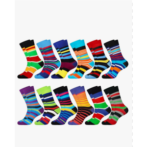 Jeasona Mens Funny Fun Crazy Funky Dress Crew Socks Gifts for Men Dad Grandpa, 12 pairs