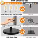 Dimmable Floor Lamp, 3 Lights Black Arc Floor Lamp, Modern Tall Standing Tree Lamp with Grey Linen Shades & Heavy Base, 3000LM LED Bulbs, Bright Lighting for Living Room, Bedroom, Office & Reading