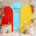 7.2ft 6.6ft 6ft Rainbow Arch Cover Set of 3-Wrinkle Free Stretchy Red Yellow Blue Chiara Wedding Arch Backdrop Stand Cover for Theme Party Birthday Baby Shower Photo Photography Background Cover