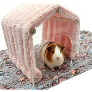 Guinea Pig Hideout Tunnel Rabbit Hide House Detachable Hideaway for Hamster Bunny Chinchilla Hedgehog Small Animal (Pink)