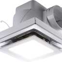 Zeyzer Bathroom Exhaust Fan with LED Light Square Quiet Modern Ceiling Mount Ventilation Fan Combination for Shower/Restroom/Office, 110 CFM 1.0 Sones 4 Inches Duct 110V, White