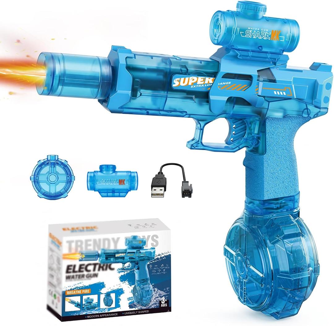 Automatic Electric Water Gun for Adults and Kids, Blue with LED Lights