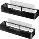 2Pcs Modern And Efficient Adhesive Shower Rack Rustproof Shower Shelf With Hooks Space Saving Shower Organizer Caddys Rustproof Shower Rack Bathroom Storage Organizer Easy Installation