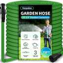 Garden Hose 75ft, Pliable lightweight Water Hose with Triple Layer 3/4" Fittings Ergonomic Grip Indoor & Outdoor Use Gift for Lawn Backyard Collapsible & Car Wash Watering Plants Green