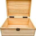 Unfinished Natural Pine Wood Storage Box with Hinged Lid, Wooden Craft Container for Jewelry, Gifts, Art Supplies, Hobby Organization (10.6 x 7.87 x 5.12in)