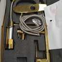 Gold Kitchen FaucetKitchen Faucet with Pull Down Sprayer, Serimer Commercial Spring StyleSingle Handle 360 Rotatable Faucet with Deck Plate for Camper Farmhouse RV Bar