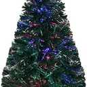 TREEDANART 32inch Green Fiber Optic Christmas Tree, Small Christmas Tree with Lights Artificial Prelit Tabletop Xmas Tree Holiday Home Decorations, USB Adaptor Included