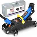 DNA Motoring Low Profile Hydraulic Trolley Service/Floor Jack, 2 Ton (4000 lbs) Capacity, Lifting Range 5.1"-13", Blue, TOOLS-00474