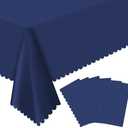 6 Pack Plastic Navy Blue Tablecloth, 54 X 108 Inch Graduation Scalloped Table Cloth for Rectangle Table Disposable Spring Tablecloth for BBQ Picnic Birthday Dinner Holiday Graduation Celebration Party