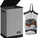 SOLEDI Laundry Hamper with Lid 90L Large & Tall Collapsible Laundry Basket, Clothes Hamper with Bag Removable Easy to Carry, Dirty Hampers for Bedroom, Bathroom, Dorm, College, Grey