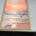 Framed Pink Coastal Canvas Wall Art, Beach Sunset Sailboat Pictures Wall Decor, Pastel Ocean Landscape Paintings Prints Beachy Home Decor for Living Room Bedroom Bathroom Dorm 16x24 inch