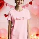 Valentines Day Shirt for Women Valentines Love Heart T-Shirts Romantic Love Tee Tops (Pink, L)