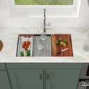 Logmey 33" Undermount Kitchen Sink Workstation 33x19 SUS304 16 Gauge Stainless Steel Under Counter Single Bowl Kitchen Sinks 33x19x9 Inch