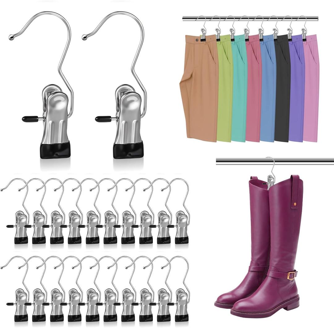 Kifmurase 200Pcs Boot Hangers Clips, Laundry Hooks, Clothes Pins, Closet Hanger Organizer Clamps, Socks Towel Clips, Heavy Duty Clothespins, Bulk Clothes Hangers for Closet Travel Pants Socks