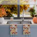 XCHI Fall Pumpkin Football Color Malpe Leaves Dish Towels 18x26 Inch Hand Kitchen Towels Dishcloth Home Decorations Set of 2