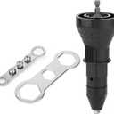 Cordless Electric Rivet Gun Adapter Kit, 1/4 Inch Hex Shank Blind Rivet Nut Drill Adapter Converter Convert Drill to RivetInsert Nut Tool KitBlack
