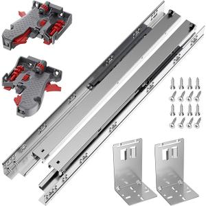 21 Inch Soft Close Undermount Drawer Slides 1 Pair,5D Adjustable Full Extension Face Frame Cabinet Sildes, 100LB Load Capacity Rail Runners with Detachable Bottom Rear Mount Brackets