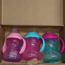 Nuby Clik-It Grip N' Sip Soft Spout No-Spill Training Sippy Cup with Handles - (3-Pack) 10 oz - 4+ Months - Aqua/Purple/Pink