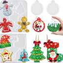 YODOYO 3 Inch Christmas Ornament Resin Molds, 11 Cavities Christmas Tree Snowman Angel Silicone Molds, Large Xmas Jewelry Pendant Keychains UV Resin Mold, DIY Art Craft Epoxy Casting Decor Gifts