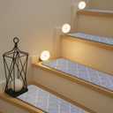 Stair Treads for Wooden Steps Indoor, Includes 15 Non-Slip Carpet Mat 8x30in with 5 Motion Sensor Lamps, Peel & Stick Carpet Stair Treads,Safety Stair Rugs for Kids, Elderly and Pets (Smoke Gray)