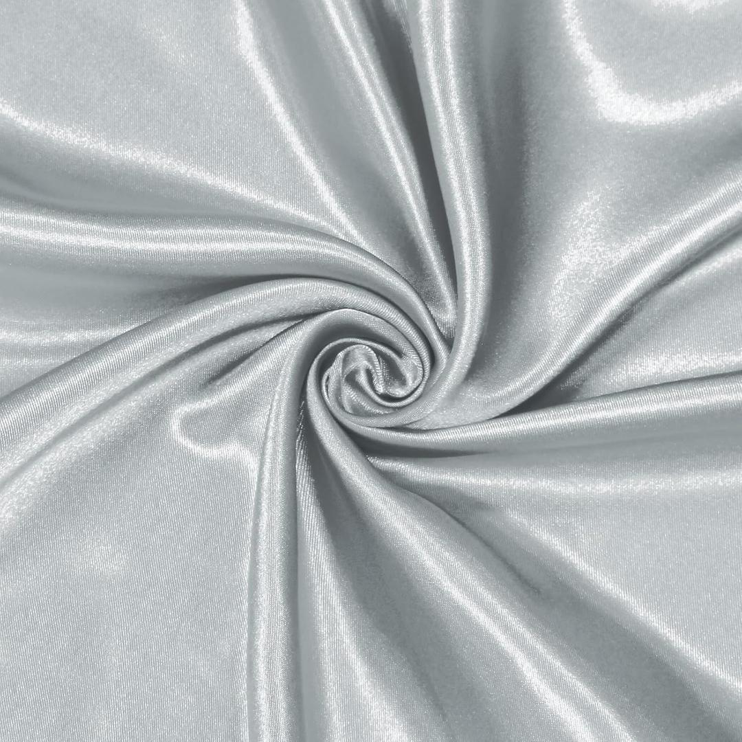 Homiest Light Grey Satin Fabric by The Yard, 3 Yards x 58 Inch Charmeuse Satin Fabric Silky & Shiny Cloth Fabric, Smooth Bridal Satin Fabric for Wedding Dress, Clothing Making, DIY Crafts, Sewing
