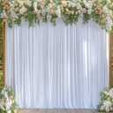 White Backdrop Curtains for Wedding, Wrinkle Free Polyester Photography Backdrop Drapes 8x10FT Photo Backdrop for Baby Shower Birthday Parties Stage Photoshoot Background Decorations 4x10ft,2 Panels