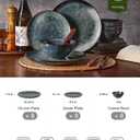 Famiware Dinnerware Sets for 8, Ocean Round 24-Piece Kitchen Plates and Bowls Sets, Microwave and Dishwasher Safe, Scratch Resistant, Deep Forest