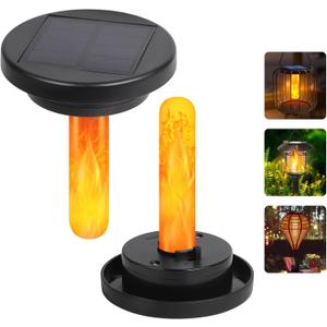 Flickering Flame Solar Replacement Tops: 2.83 in Replacement Light Parts for 2.36 in, 2.42 in, 2.5 in, 2.76 in, 2.83 in Lantern Port- Waterproof Lid Cap with for Old Lantern Torch Light Firebowl Jars