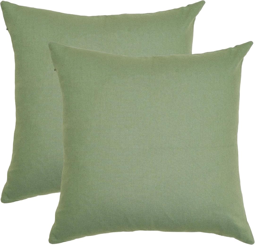 RELY+ Cotton Throw Pillow Covers 24x24 Inch Set of 2 Sage Green Decorative Zippered Cases for Couch Bedroom Sofa Living Room Decoration Gifts Square Pillow Cases -(Covers Only)