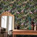 CRE8TIVE 24"x118" Jungle Animal Peel and Stick Wallpaper Zebra Leopard Monkey Bird Wallpaper Tropical Forest Palm Tree Leaf Contact Paper Self Adhesive Removable Floral Wall Mural for Nursery Bedroom
