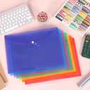 EOOUT 48 Pack Plastic Envelopes Poly Envelopes with Snap Closure, Clear Document File Folders, A4 Letter Size for School Home Work Office Organization, 8 Colors (Rainbow)