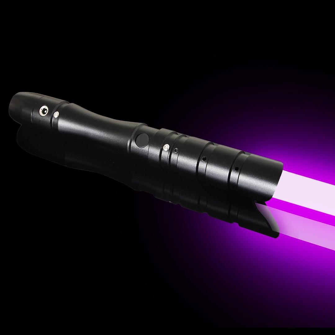 Pro Dueling Lightsaber|Heavy-Duty Light Saber|FX Sword Aluminum Hilt Removable Blade|Blaster Swing Rechargable Light Up Toys for Adults & Kids (38.2inch-Pinkish/Purple), black hilt