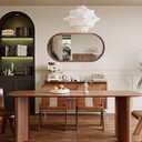 Oval Full Length Mirror, 48"X24" Wood Wall Mirror, Walnut