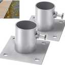 4-3/5" Stationary Dock Base Plate Hardware Stationary Dock Hardware Galvanized, Heavy Duty Dock Foot Plate with 2/5" Square Holes, Support & Hold Docks to Prevent Sinking, Silver