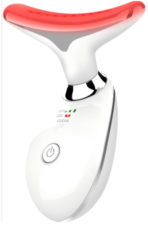 ELISHINE 7 Color Face and Neck Massager Light Therapy, Red Light Based Facial Massager for Skin Care, Smoothing, Firming (White)