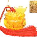 Qiandier Golden Treasure Basin Crystal Glass Figurine Chinese Decor for Home Office