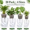 20 Pack 10/8/7/5 Inch Large Clear Nursery Pots with Drainage Hole, Plastic Pots for Planter, Clear Potting Pots for Succulents, Flower, Herbs, Indoor Outdoor Gardening ﻿