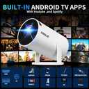 [Built-in Apps & 2026 Upgraded] Mini Projector Support 4K 1080P Auto Keystone 180 Rotatable with WiFi 6 and Bluetooth 5.4, Projector Portable Compatibile with HDMI/TV Stick/Memory Stick/Laptop-White