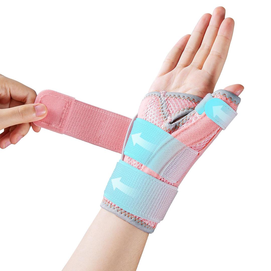 New Upgraded Thumb Splint for Right & Left Hand, Reversible Thumb Brace for Arthritis Pain and Support, Thumb Stabilizer for Sprains, Tendonitis Relief, One Size Fits Any Hand (Pink)