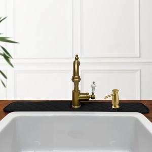 Kitchen Sink Splash Guard 30 in: AHA HOMEWARE Faucet Mat for Kitchen Sink 2 holes for Soap Dispenser with DIY Cutting Toolkit (Black)