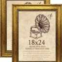18x24 Picture Frame with Real Glass set of 2, Vintage Frames - Antique Style Frames for Wall - Ornate Frame for Rustic Gold Office or Home Decor Display Family Friends Wedding Gift, 18x24in