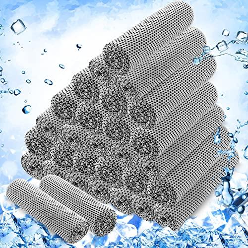 Hosuly 30 Pack Cooling Towels, 40"x12" Ice Breathable Chilly Sweat Rag Microfiber Workout Rags for Gym Towels for Neck and Face for Yoga Golf Sport Running (Light Gray)