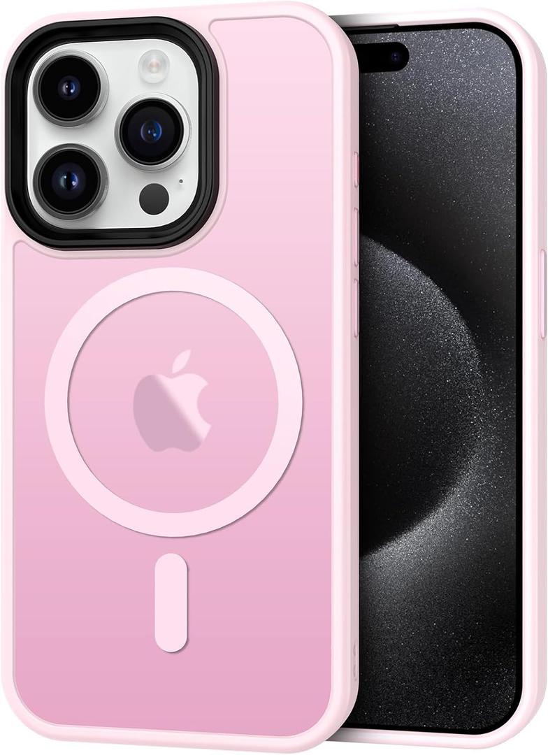 7 x CACOE Magnetic Case for iPhone 15 Pro Max 6.7 inch-Compatible with MagSafe & Magnetic Car Phone Mount,Not Yellowing Anti-Scratch (Pink)